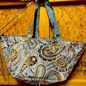 Large Thirty one  brown , blue and gold paisley print bag, perfect for the beach